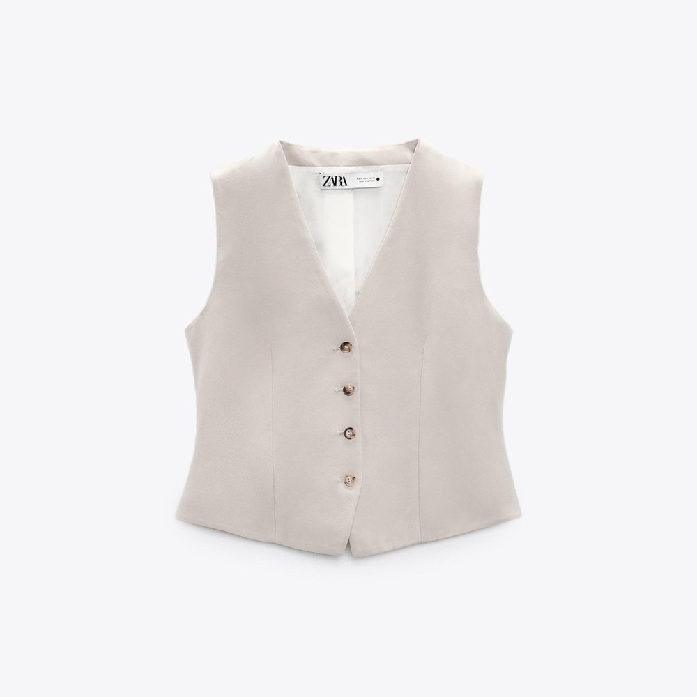 Zara Vest And Pants Set In Beige